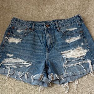 American Eagle Outfitters Tom Girl Distressed Blue Jean Shorts